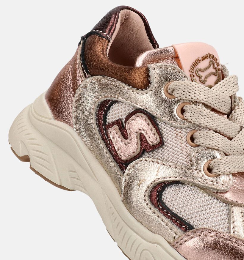 STONES and BONES Pepin Roze/Gouden Schoenen met Veter en Rits voor meisjes (378249) - geschikt voor steunzolen