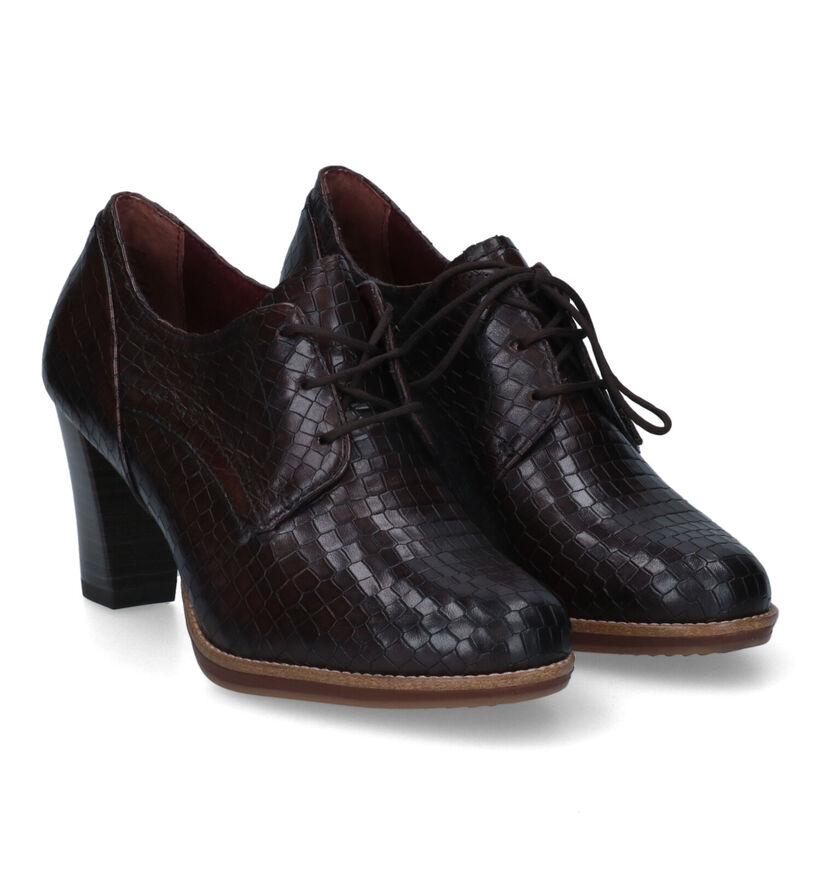 Tamaris Cognac Veterpumps in leer (315384)