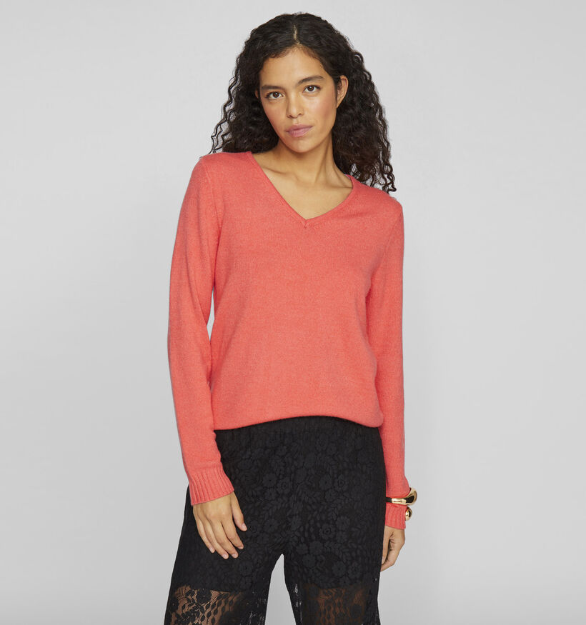 Vila Ril Oranje Trui met V-hals voor dames (351763)