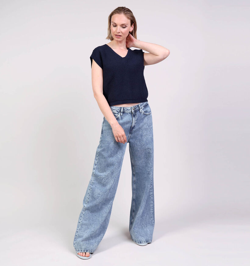 JDY Martha Button Back Donkerblauwe Mouwloze Trui voor dames (370045)