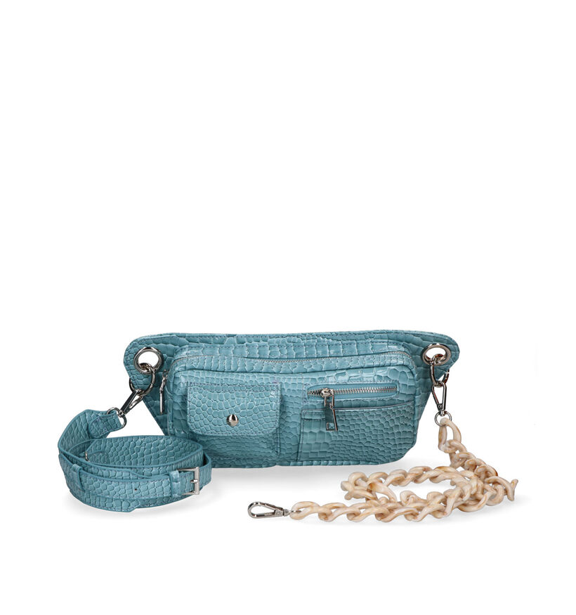 Hvisk Brillay Croco Vegan Blauwe Crossbody Tas in kunstleer (301350)