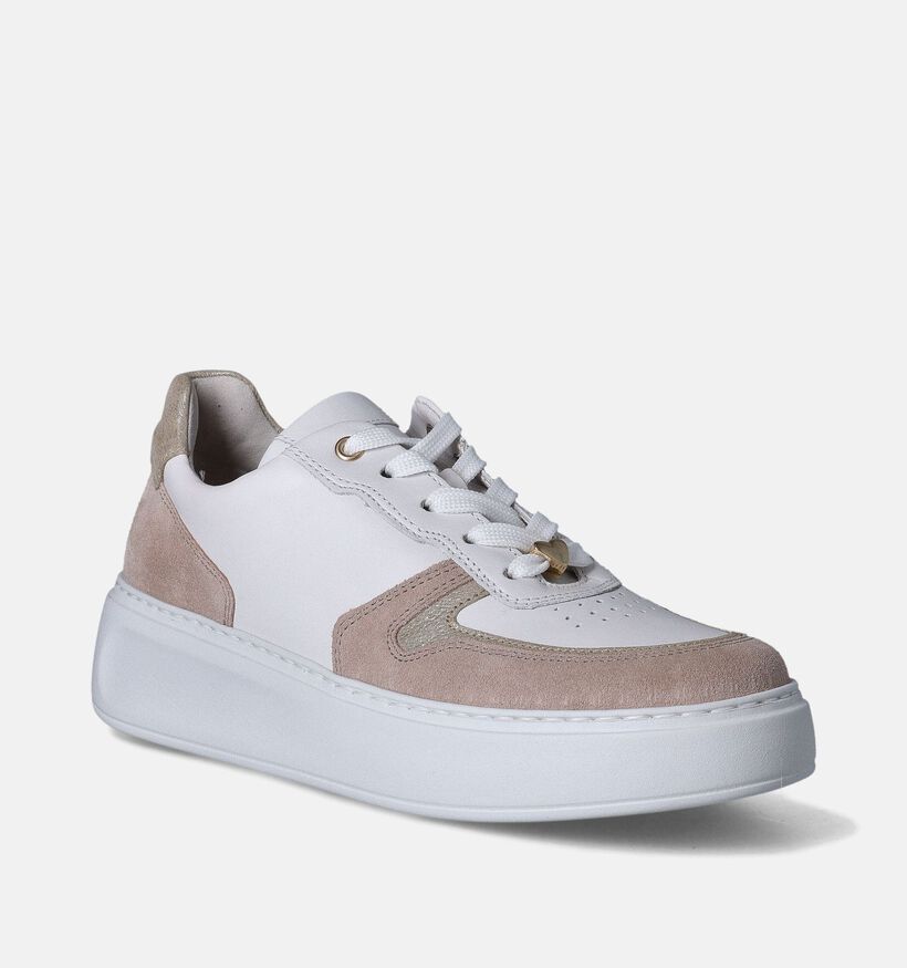 Gabor OptiFit Witte Veterschoenen met plateauzool voor dames (352096) - geschikt voor steunzolen