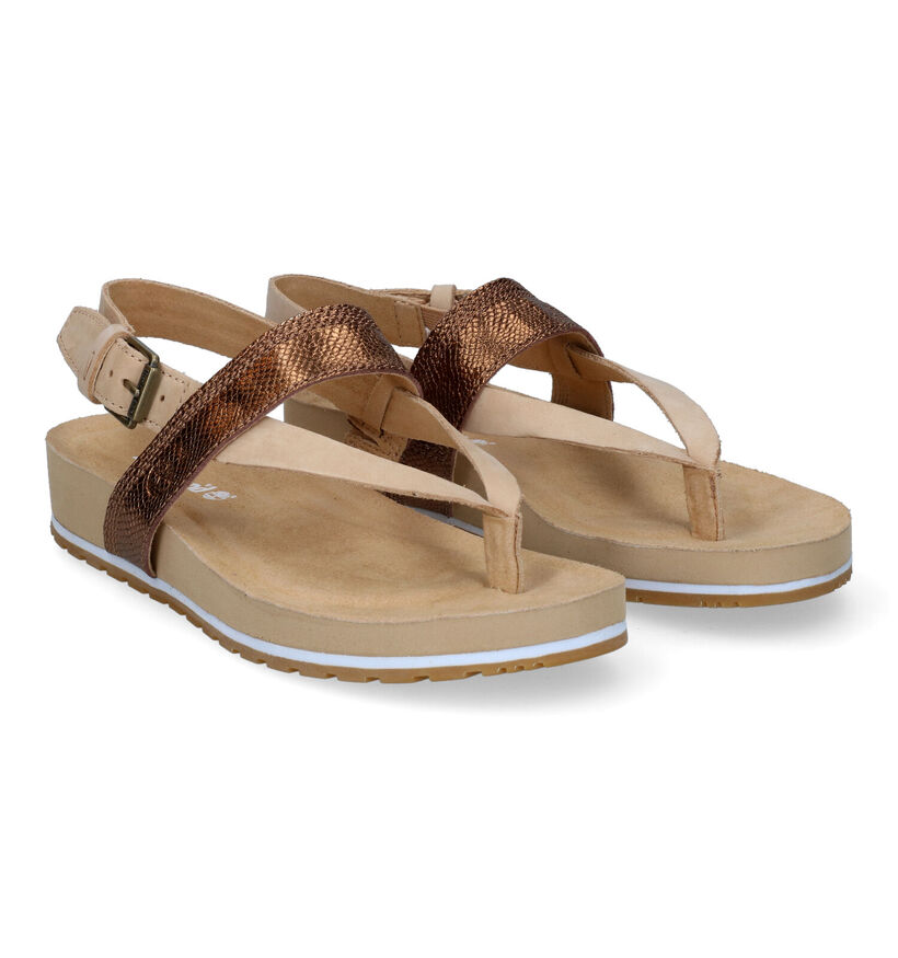 Timberland Malibu Waves Thong Sandales en Beige en cuir (303758)