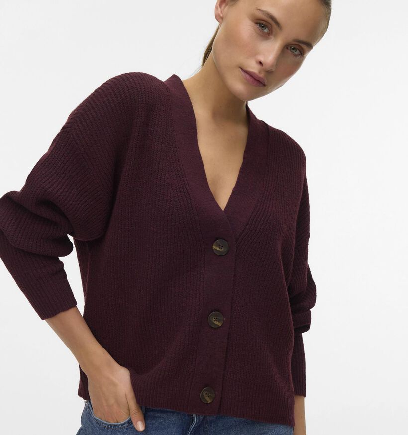 Vero Moda Aries V-Neck Gilet en Bordeaux pour femmes (366134)