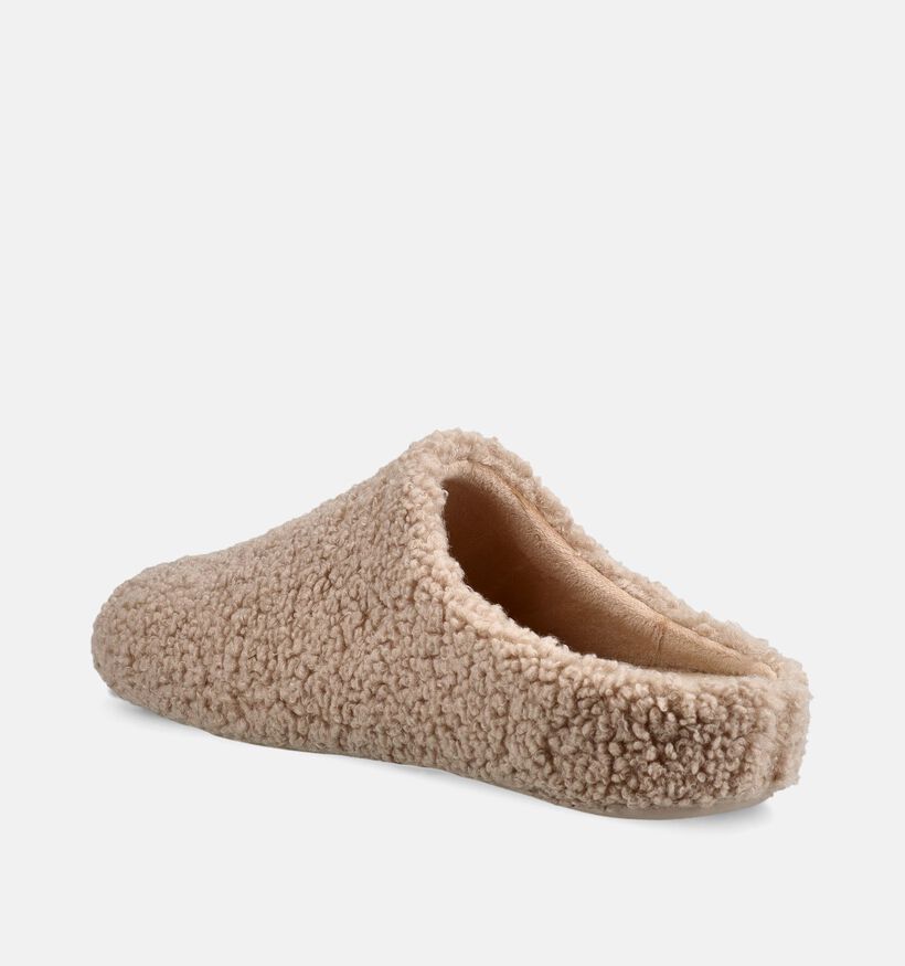 Scapa Beige Teddy Open Pantoffels voor dames (380851) - geschikt voor steunzolen