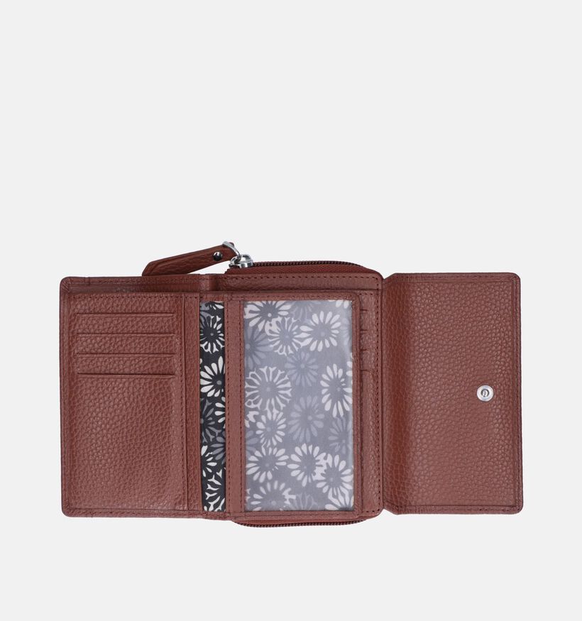 Euro-Leather Porte-monnaie zippé en Cognac pour femmes (353540)