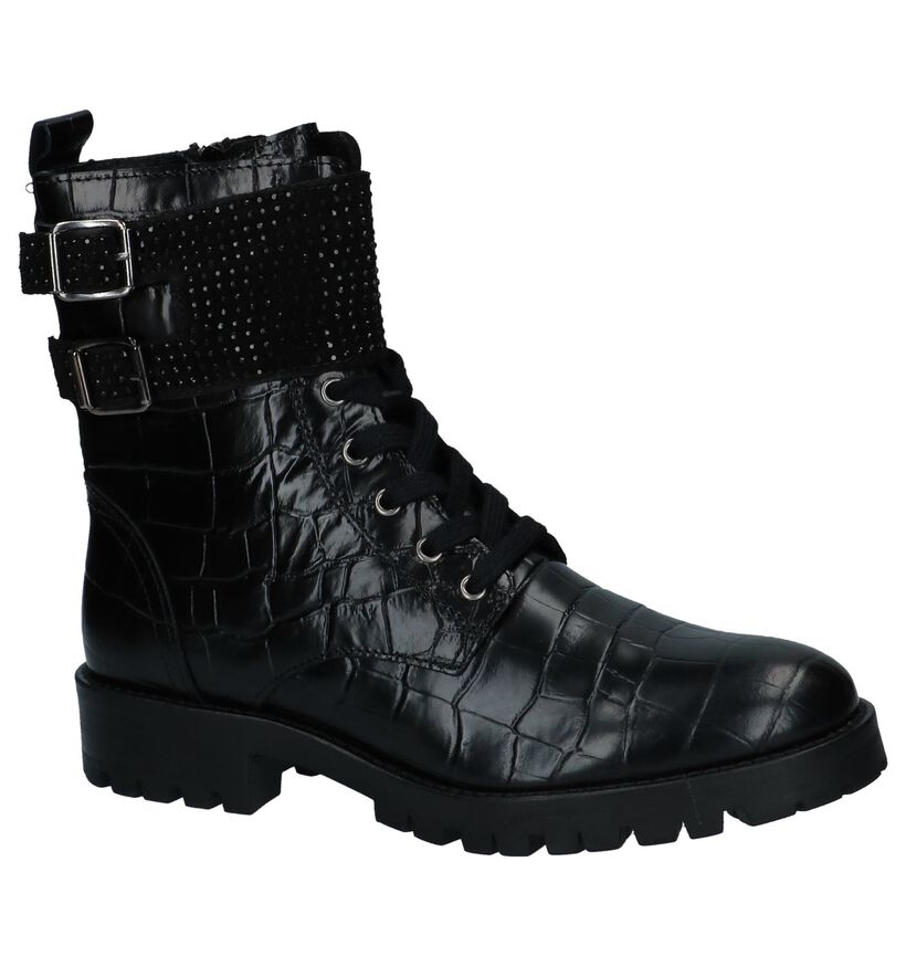 Scapa Zwarte Boots met Croco Print in leer (227385)