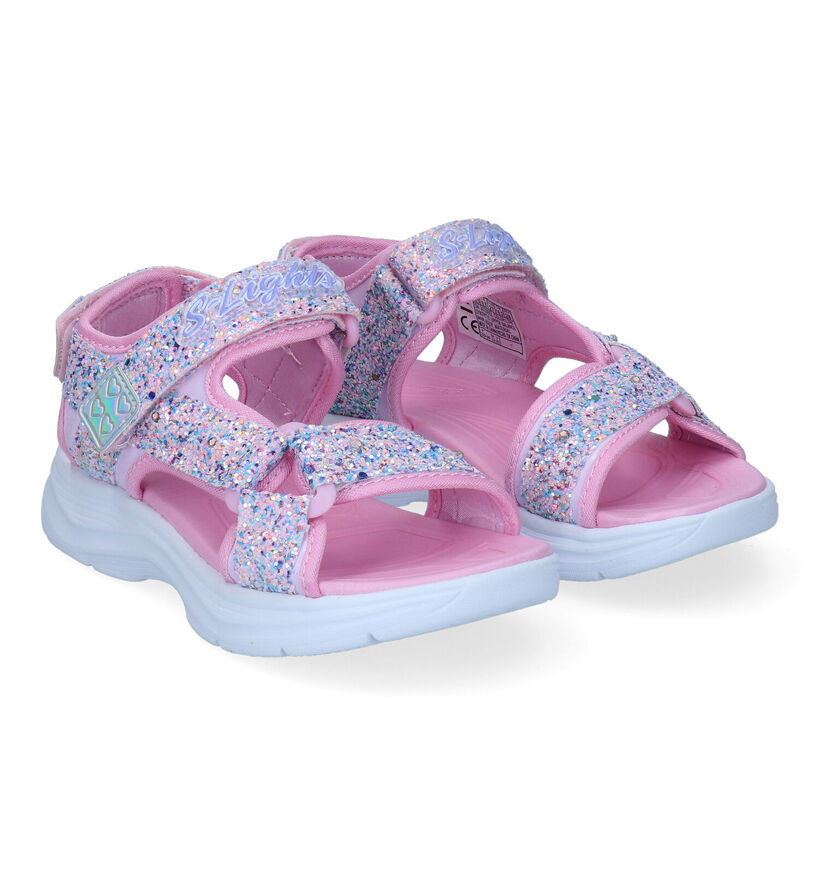 Skechers Glimmer Kicks Roze Sandalen in stof (302719)