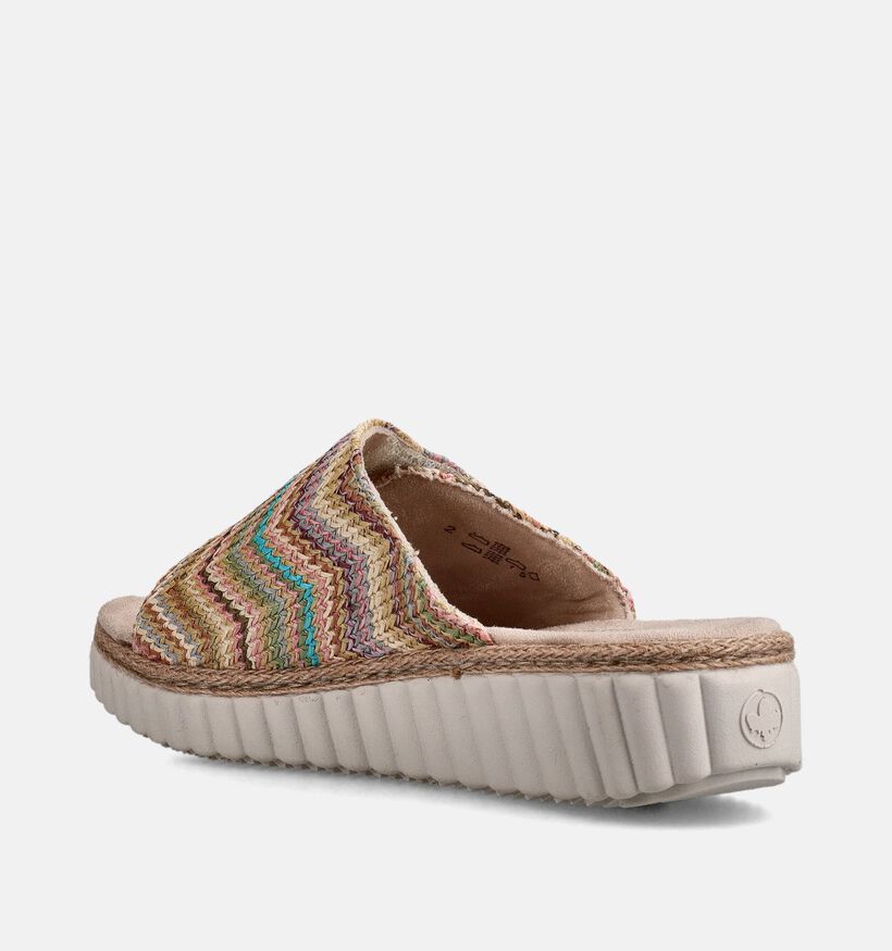 Rieker Nu-pieds compens&eacute;es en Beige pour femmes (370420)