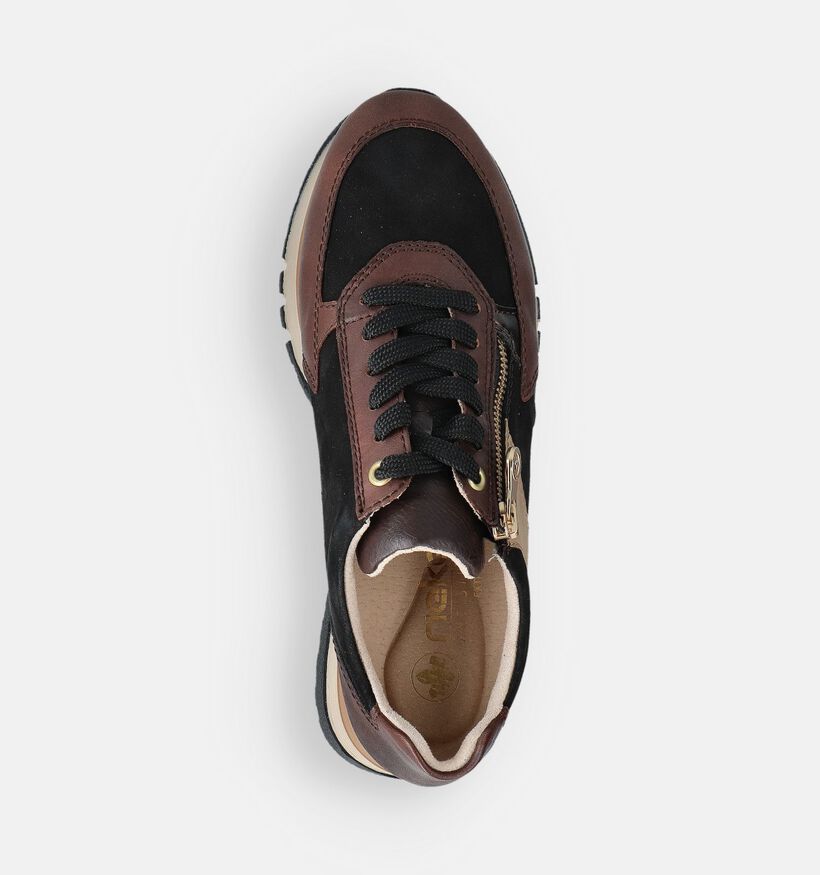 Rieker Bruine Rits-Veterschoenen voor dames (360483) - geschikt voor steunzolen