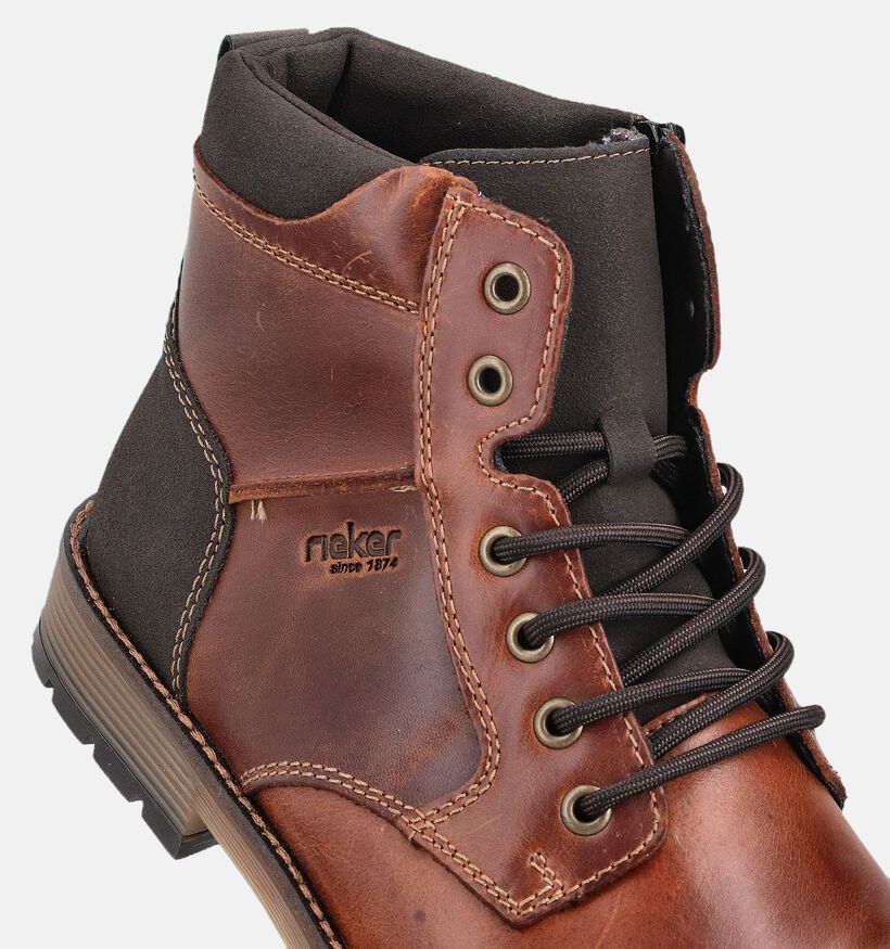 Rieker Boots &agrave; lacets en Cognac pour hommes (379815) - pour semelles orthop&eacute;diques