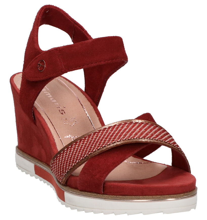 Tamaris Sandales compensées en Rose en textile (269758)