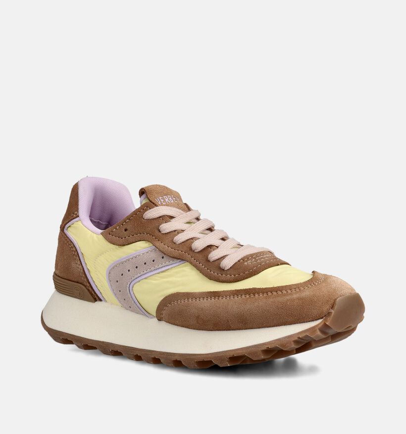 Verbenas Clodette Tessali Lichtgele/Bruine Sneakers voor dames (372924) - geschikt voor steunzolen
