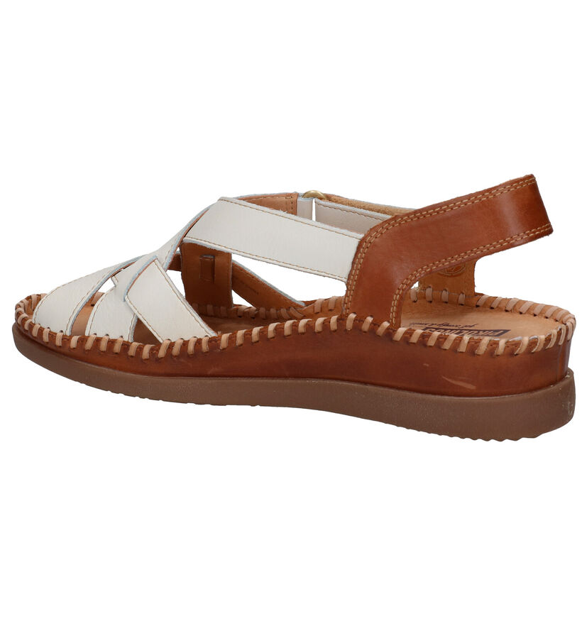 Pikolinos Cadaques Ecru/Cognac Sandalen in leer (289114)