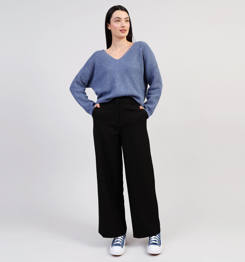 Pieces Kamil Pantalon large en Noir L30 pour femmes (351129)