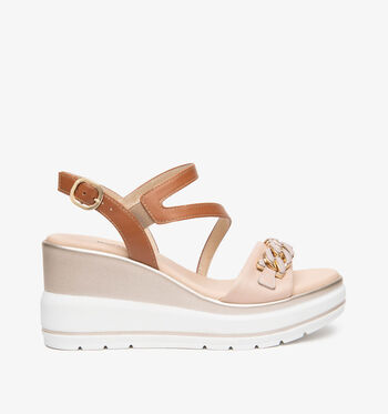 NeroGiardini Sandalen Wit/Goud/Cognac