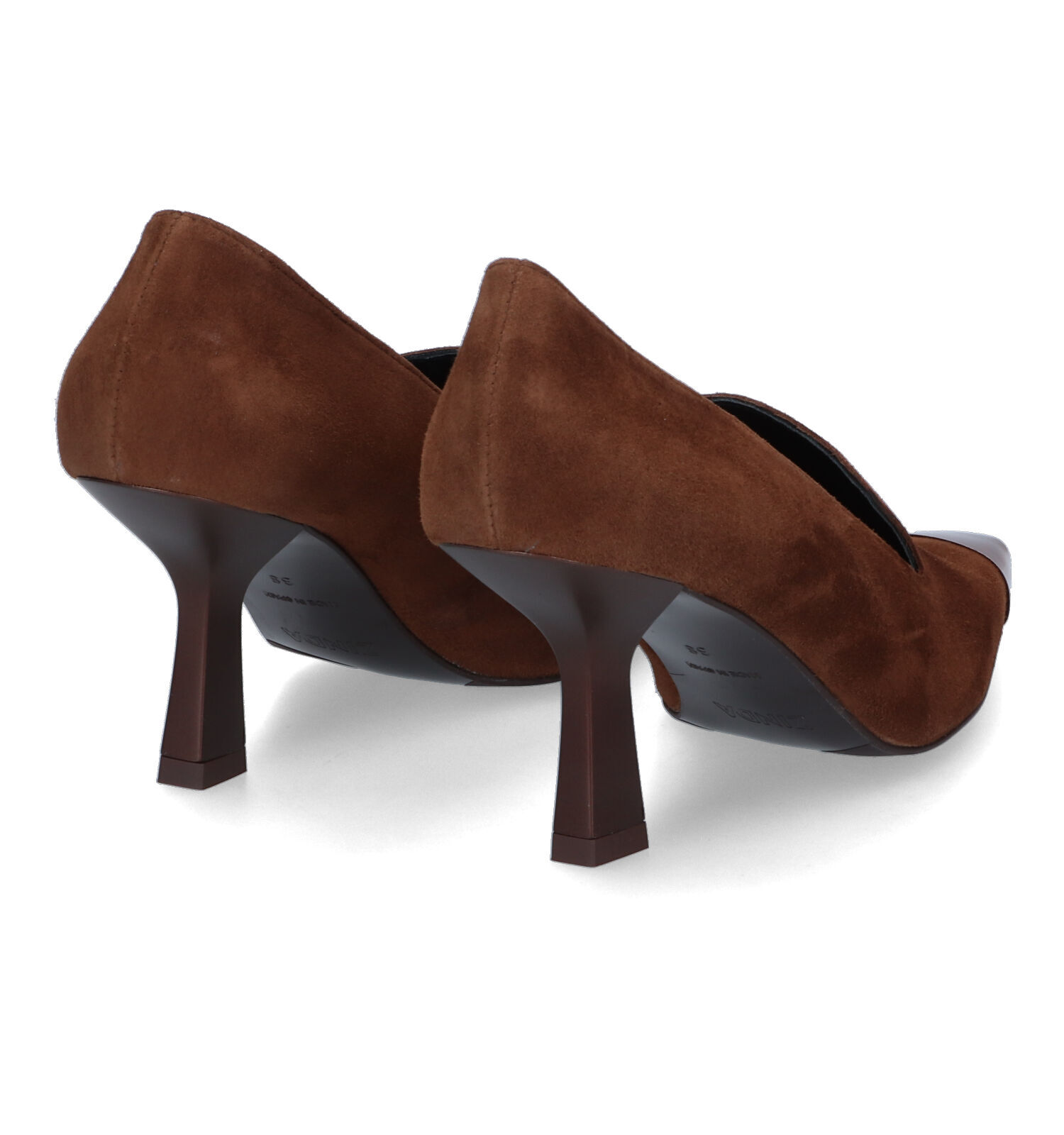 Bruine pumps lage hak best sale