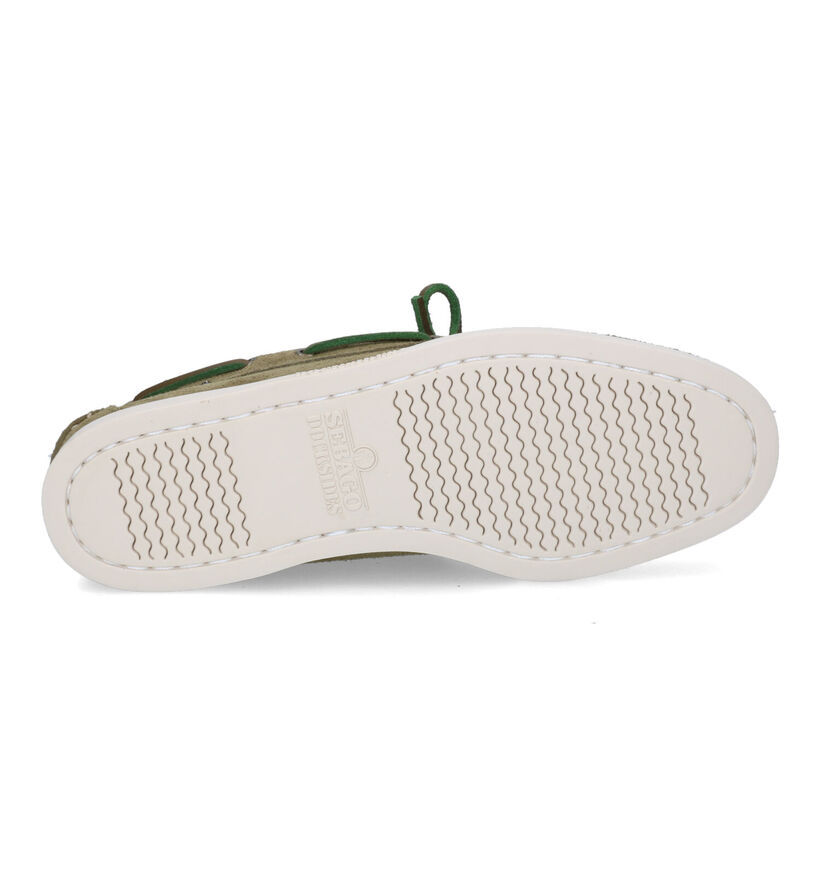 Sebabo Dockside Chaussures bateau en Vert kaki pour hommes (303604)