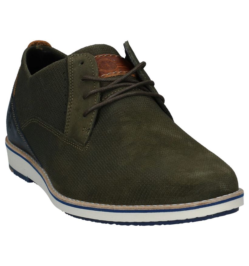 Kaki Geklede Veterschoenen Bullboxer in nubuck (237601)