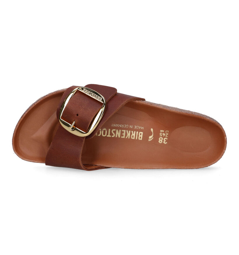 Birkenstock Madrid Big Buckle Cognac Slippers in kunstleer (322649)