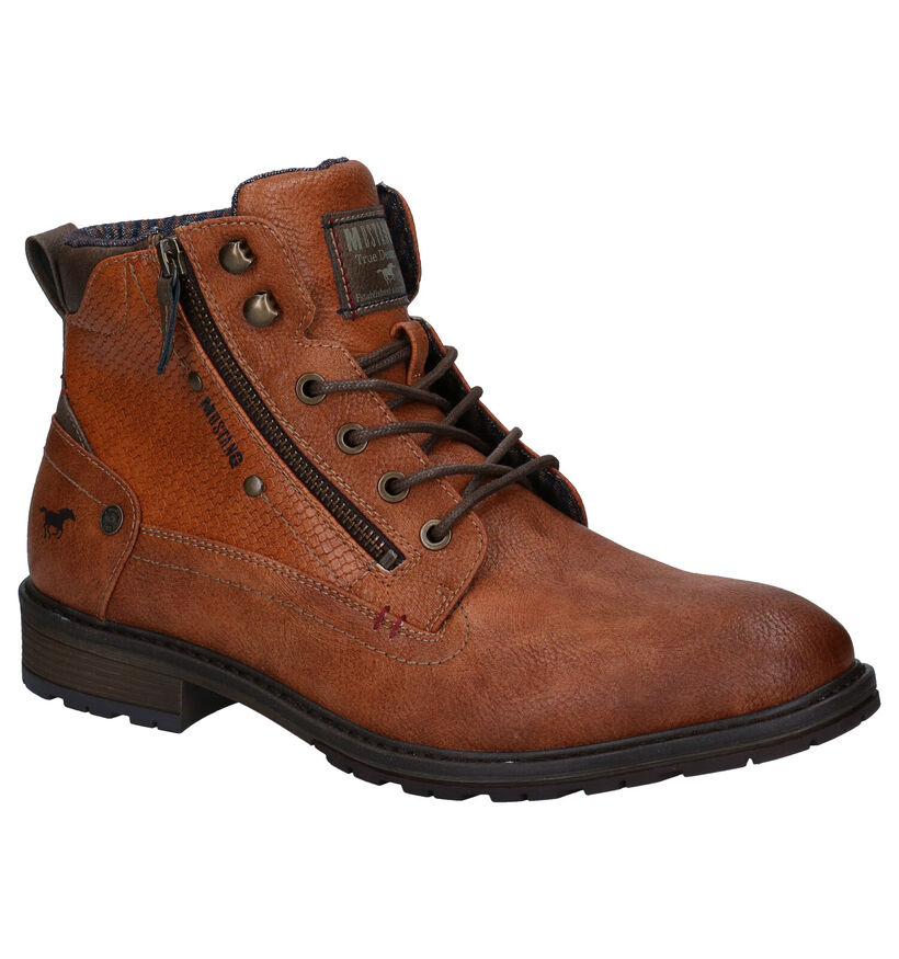 Mustang Cognac Boots in kunstleer (313557)