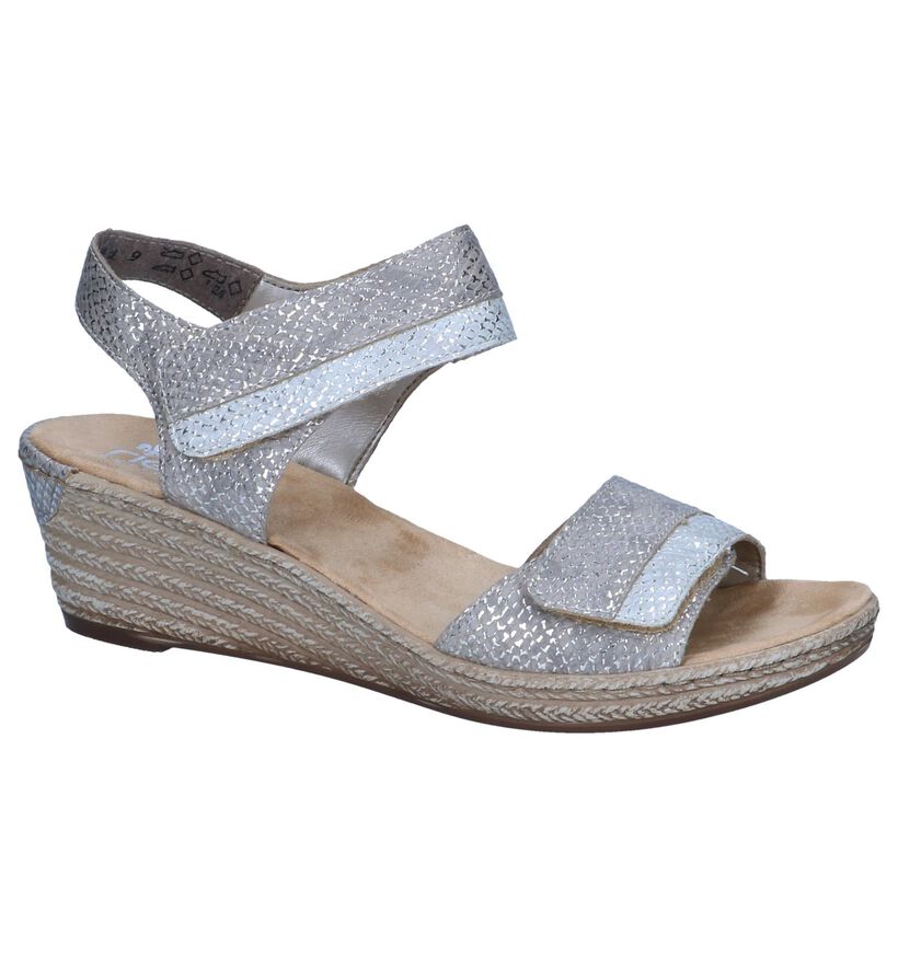 Metallic Roze Sandalen met Sleehak Rieker in kunstleer (248080)