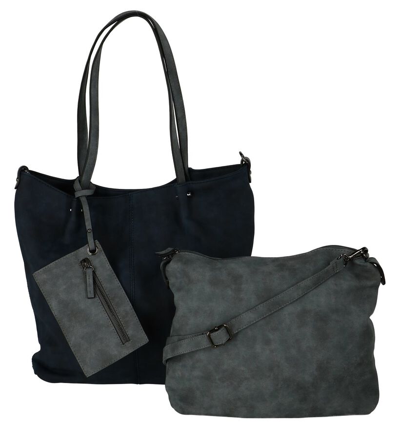 Donkerblauwe 2 in 1 Shopper Emily & Noah in kunstleer (227475)