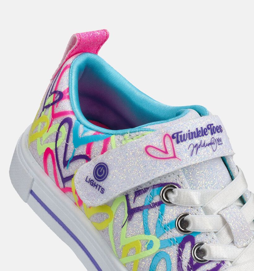 Skechers Twinkle Sparks Baskets en Blanc pour filles (367816) - pour semelles orthop&eacute;diques