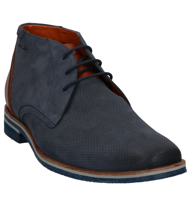 Van Lier Blauwe Hoge Schoenen in nubuck (277026)