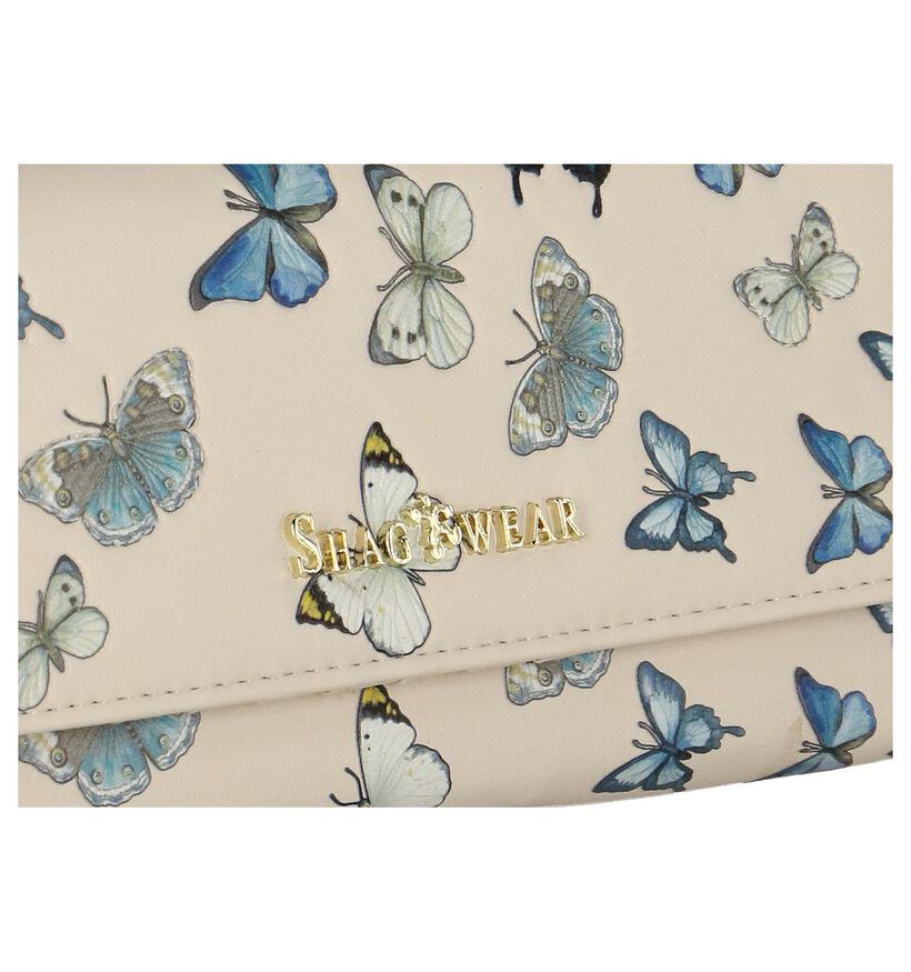 Lichtbeige Clutch Tasje Shagwear Butterflies in kunstleer (232857)