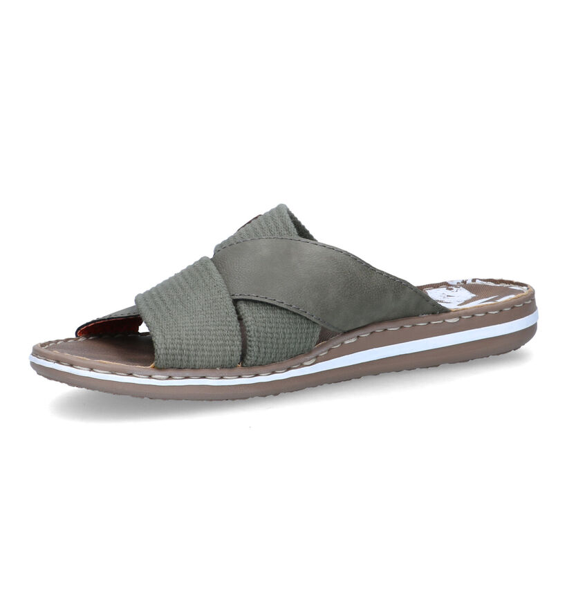 Rieker Nu-pieds casual en Vert kaki pour hommes (354819)
