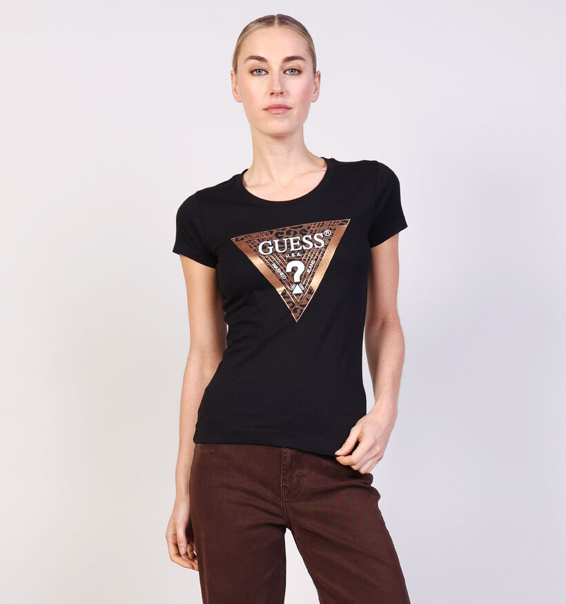 Guess Zwarte T-shirt Guess Zwarte T-shirt voor dames (364384)