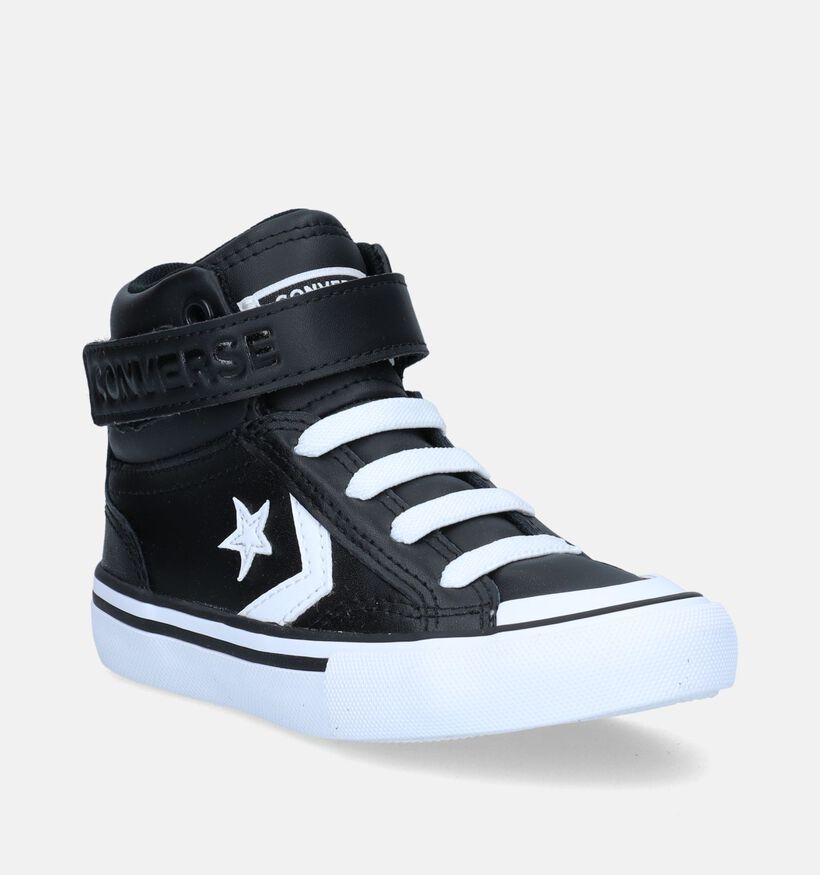 Converse Pro Blaze Strap Leather Zwarte Sneakers voor jongens, meisjes (333249)