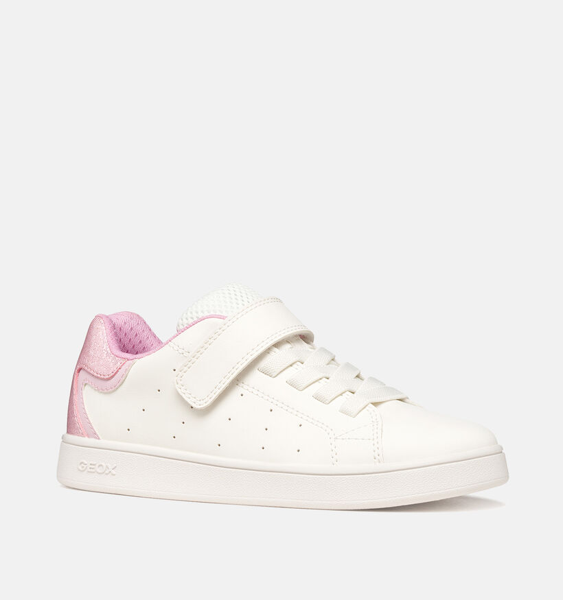 Geox Eclyper Witte/Lichtroze Sneakers voor meisjes (370119) - geschikt voor steunzolen