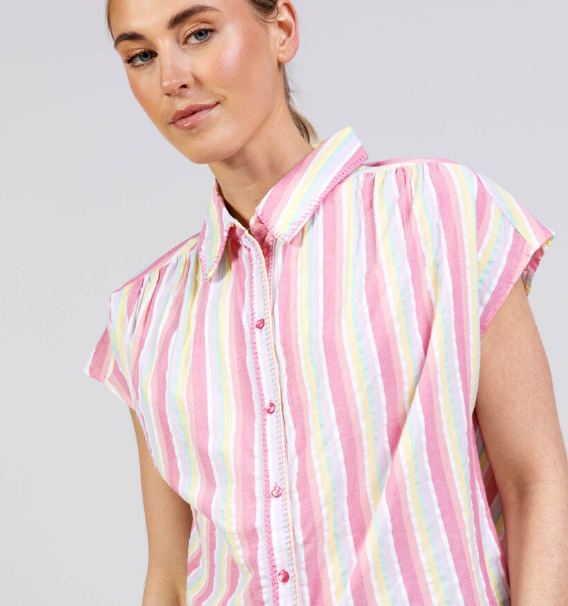 Pieces Batithana Gestreept Hemd Roze/Geel voor dames (369202)