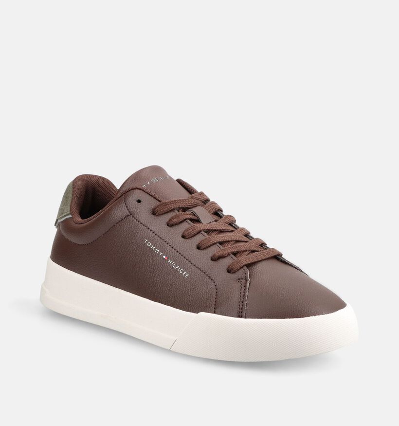 Tommy Hilfiger Court Leather Chaussures plates en Brun fonc&eacute; pour hommes (378161) - pour semelles orthop&eacute;diques