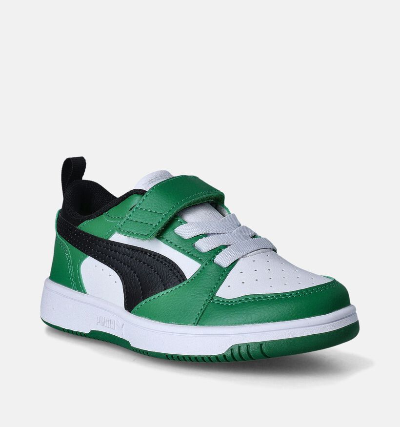 Puma Rebound v6 Lo Baskets en Vert pour filles, garçons (350373) - pour semelles orthopédiques