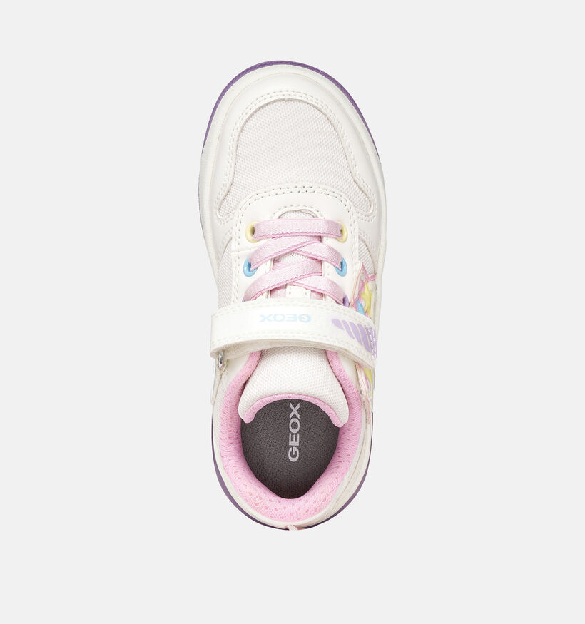 Geox Sketlite Unicorn Witte Sneakers met Lichtjes voor meisjes (370134) - geschikt voor steunzolen