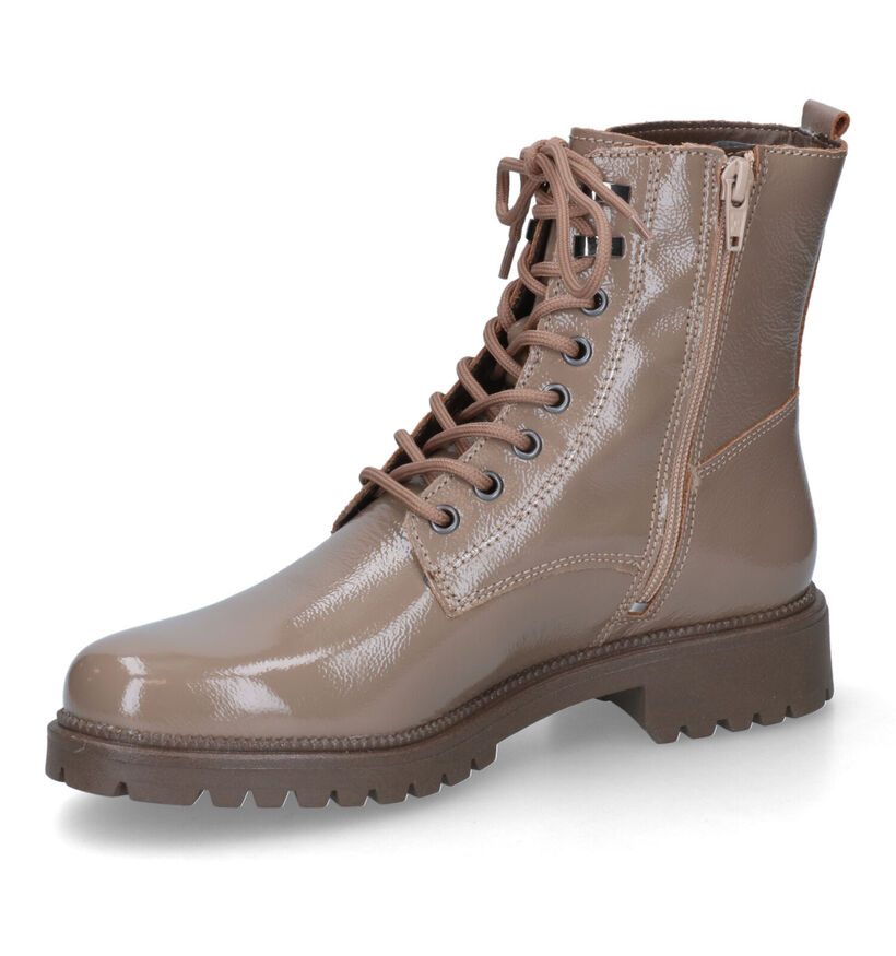 Tamaris Boots à lacets en Taupe en verni (315421)
