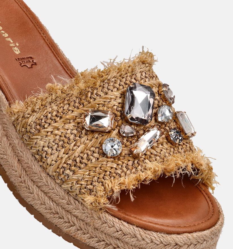 Tamaris Beige Slippers met Gevlochten Platformzool voor dames (371712)