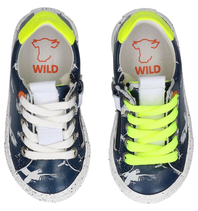 Donkerblauwe Geklede Sneakers Wild in leer (245152)