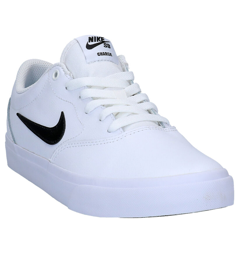 Nike SB Charge Premium Baskets en Blanc en simili cuir (277453)