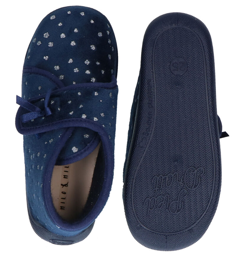 Milo & Mila Blauwe Pantoffels in stof (283934)