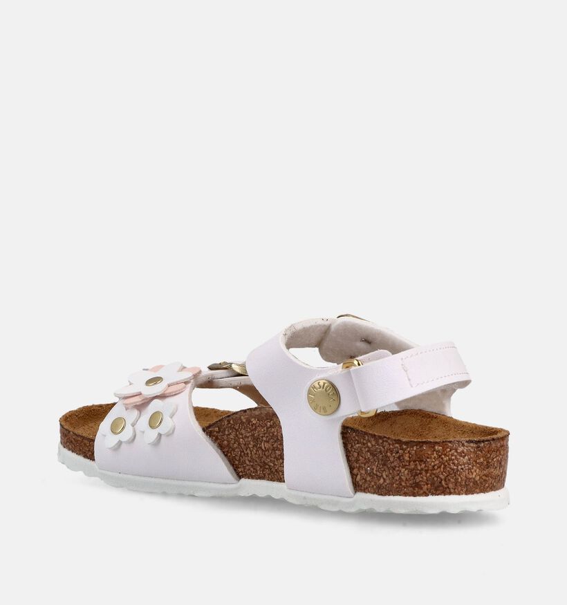 Birkenstock Rio Plain Flowers Sandales en Blanc pour filles (368273)