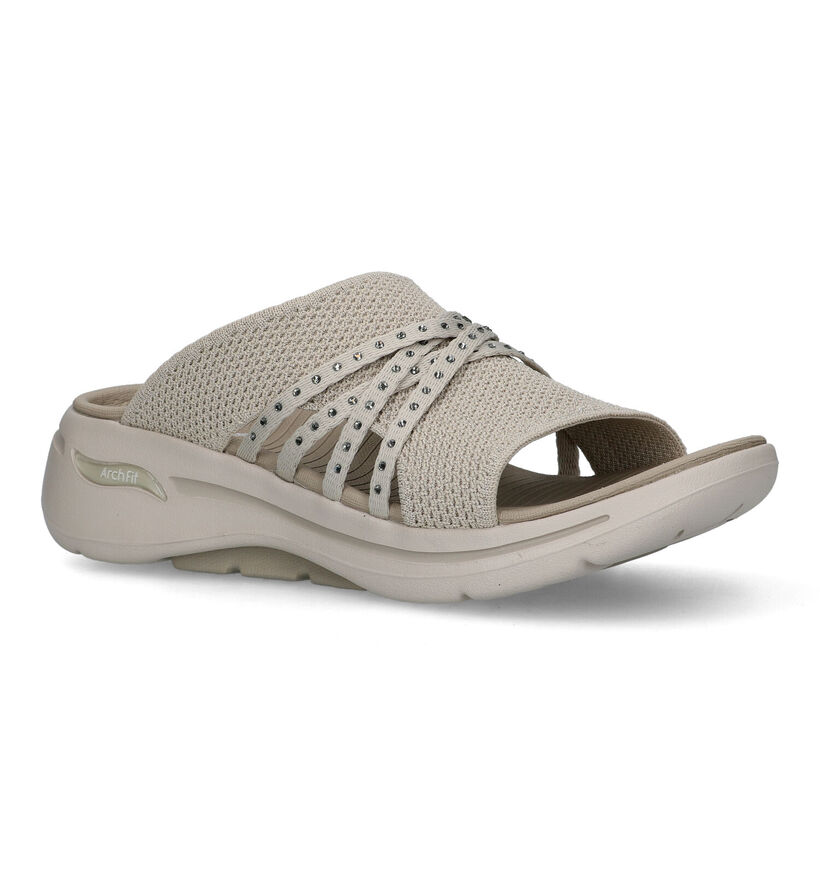 Skechers Go Walk Arch Fit Beige Slippers voor dames (338824)