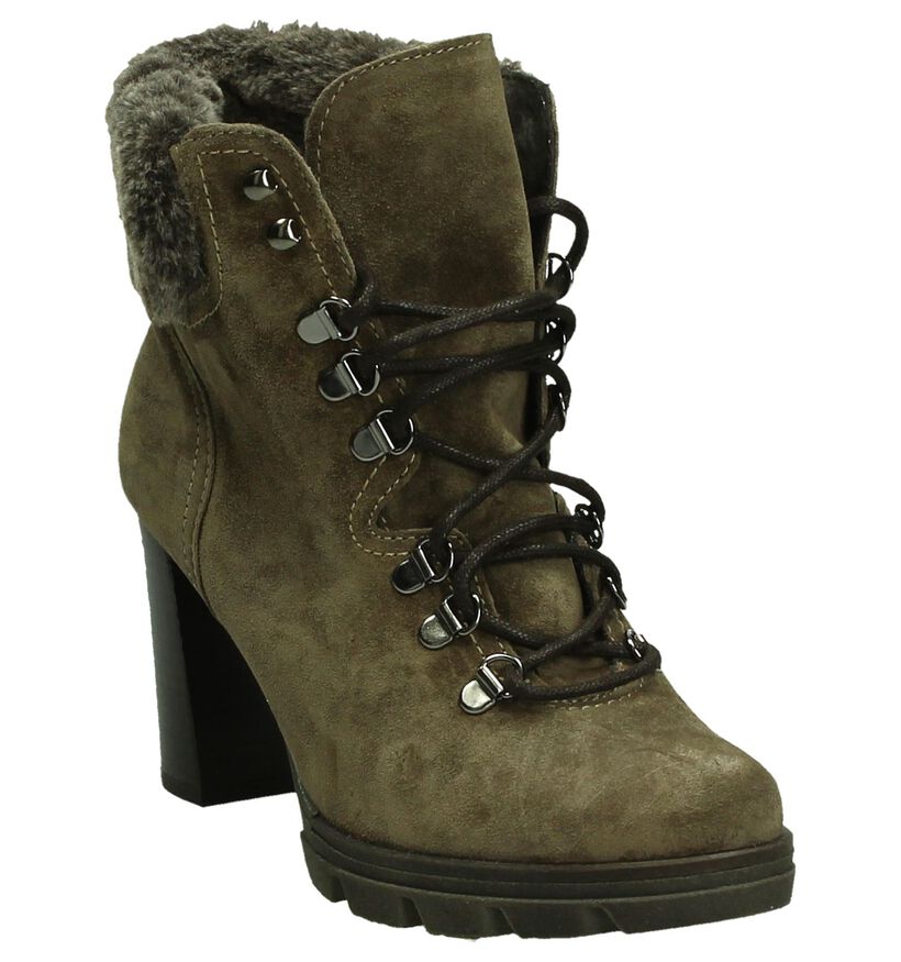 Hampton Bays Taupe Enkellaars met Veter in daim (195814)