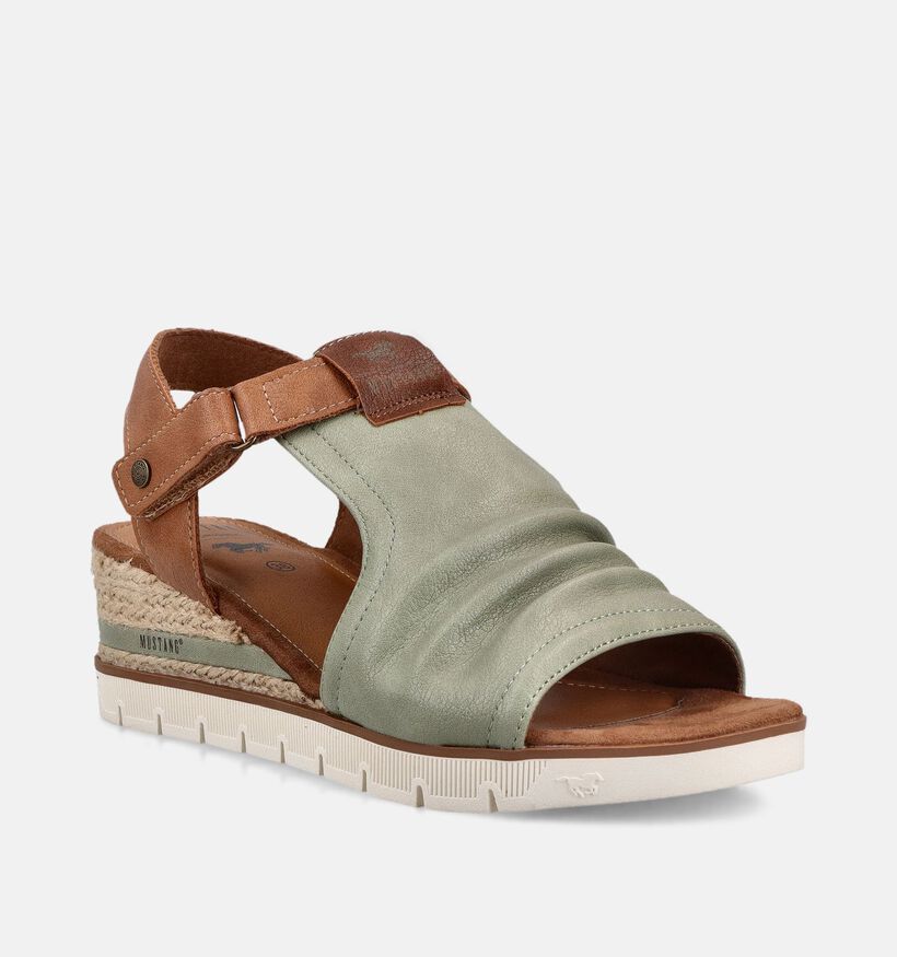 Mustang Groene/Bruine Sandalen met Sleehak voor dames (372130)