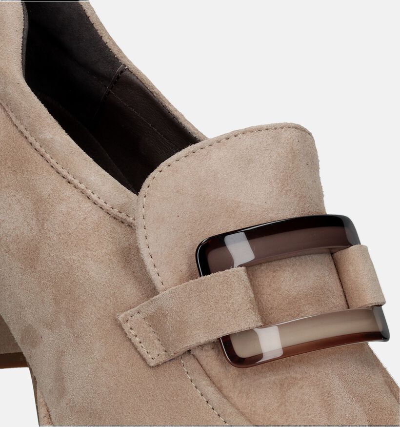 Softwaves Beige Mocassins met hak voor dames (332662) - geschikt voor steunzolen