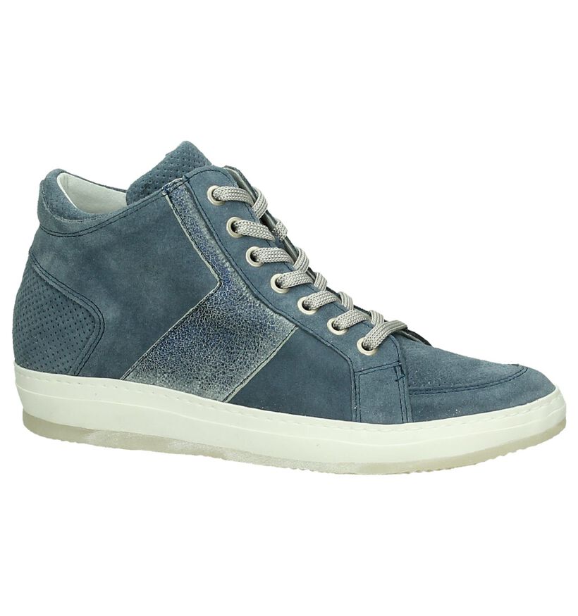 Sneakers Sleehak Khrio Blauw in daim (190054)