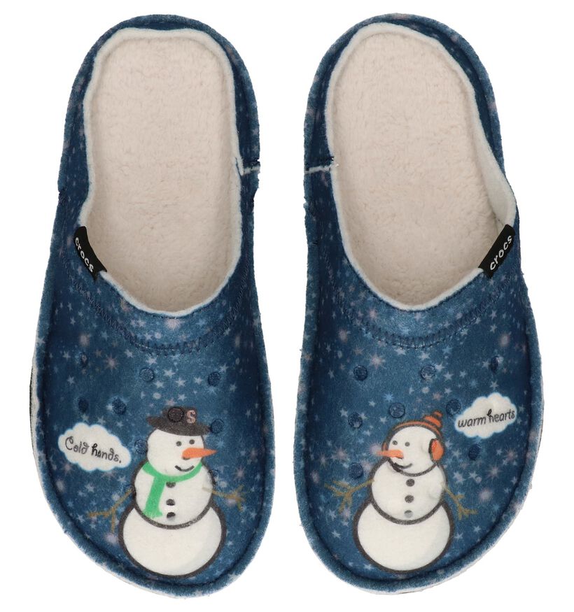 Blauwe Crocs Pantoffels met Sneeuwmannen, , pdp